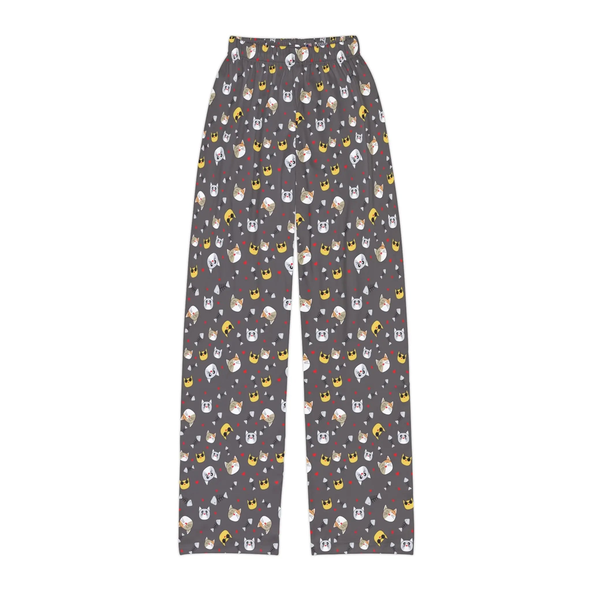 Kids cat emoji lounge pants featuring a fun cat emoji print perfect for back to school adventures.