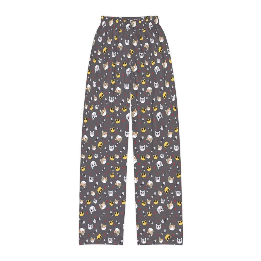 Kids cat emoji lounge pants featuring a fun cat emoji print perfect for back to school adventures.