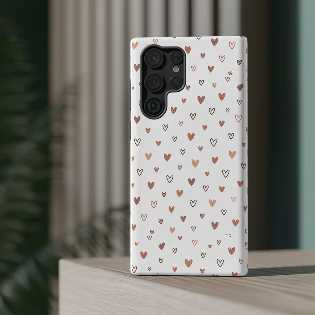 Heart Doodle Shockproof Phone Case — Cute Neutral Tiny Hearts Design Printify