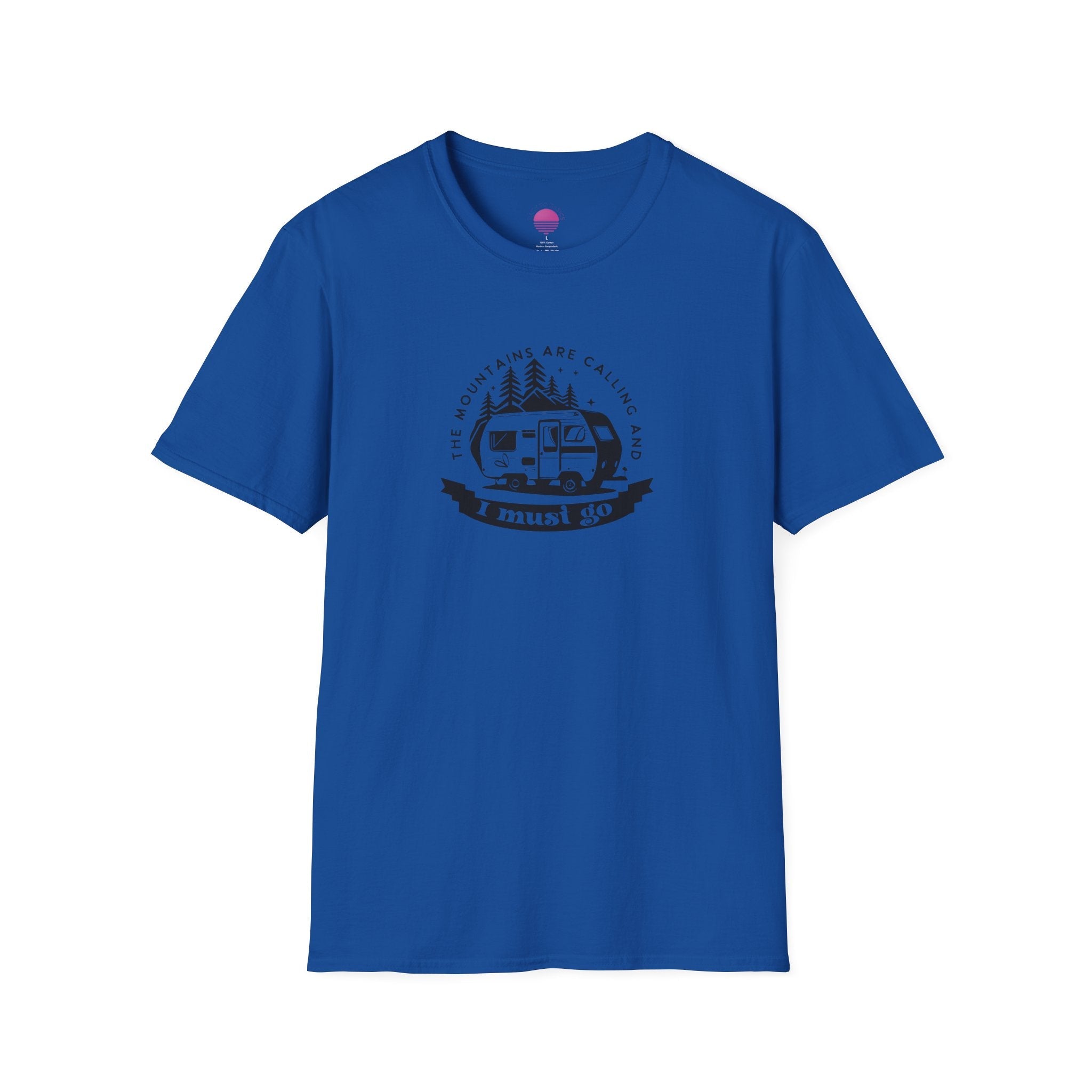 Campervan T-Shirt — "The Mountains Are Calling and I Must Go" Adventure Tee Printify