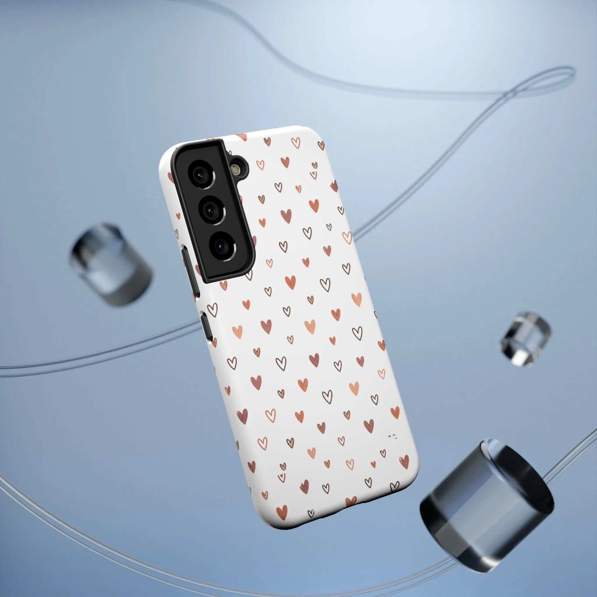 Heart Doodle Shockproof Phone Case — Cute Neutral Tiny Hearts Design Printify