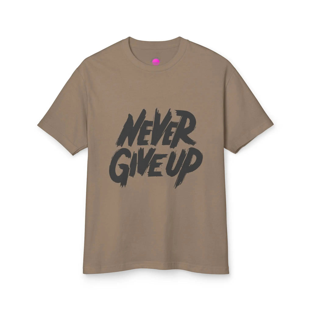 Motivational Unisex Heavyweight Tee - 'Never Give Up' Printify