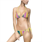 Striped Retro Colorblock Bikini — Women's Tie-Side Triangle Swimsuit Printify