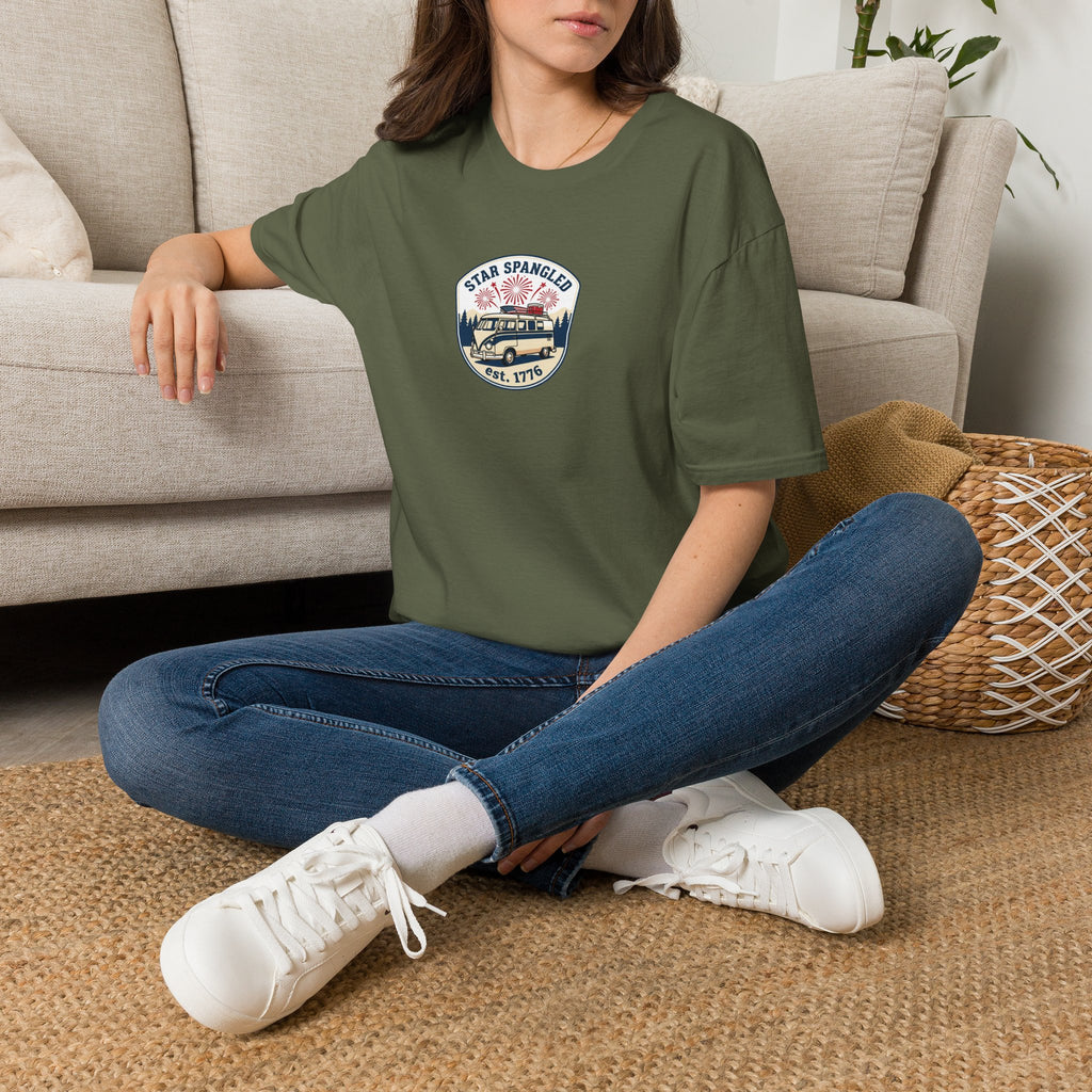 Star Spangled est. 1776 Vintage Van T-Shirt — Patriotic American Flag Tee
