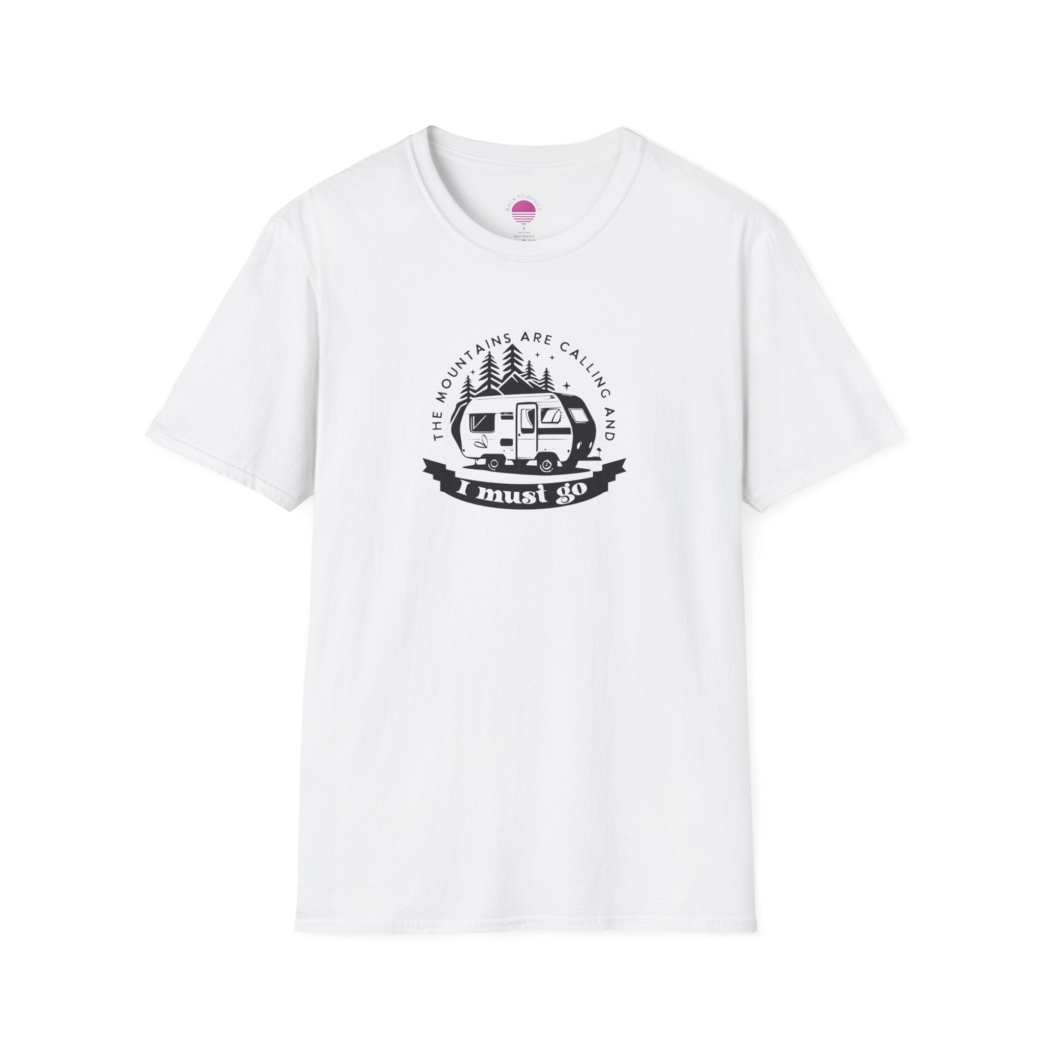 Campervan T-Shirt — "The Mountains Are Calling and I Must Go" Adventure Tee Printify