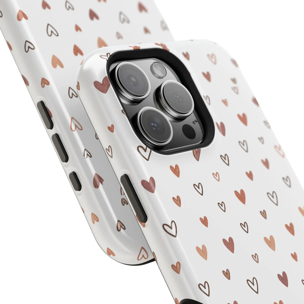 Heart Doodle Shockproof Phone Case — Cute Neutral Tiny Hearts Design Printify