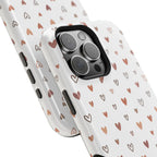 Heart Doodle Shockproof Phone Case — Cute Neutral Tiny Hearts Design Printify