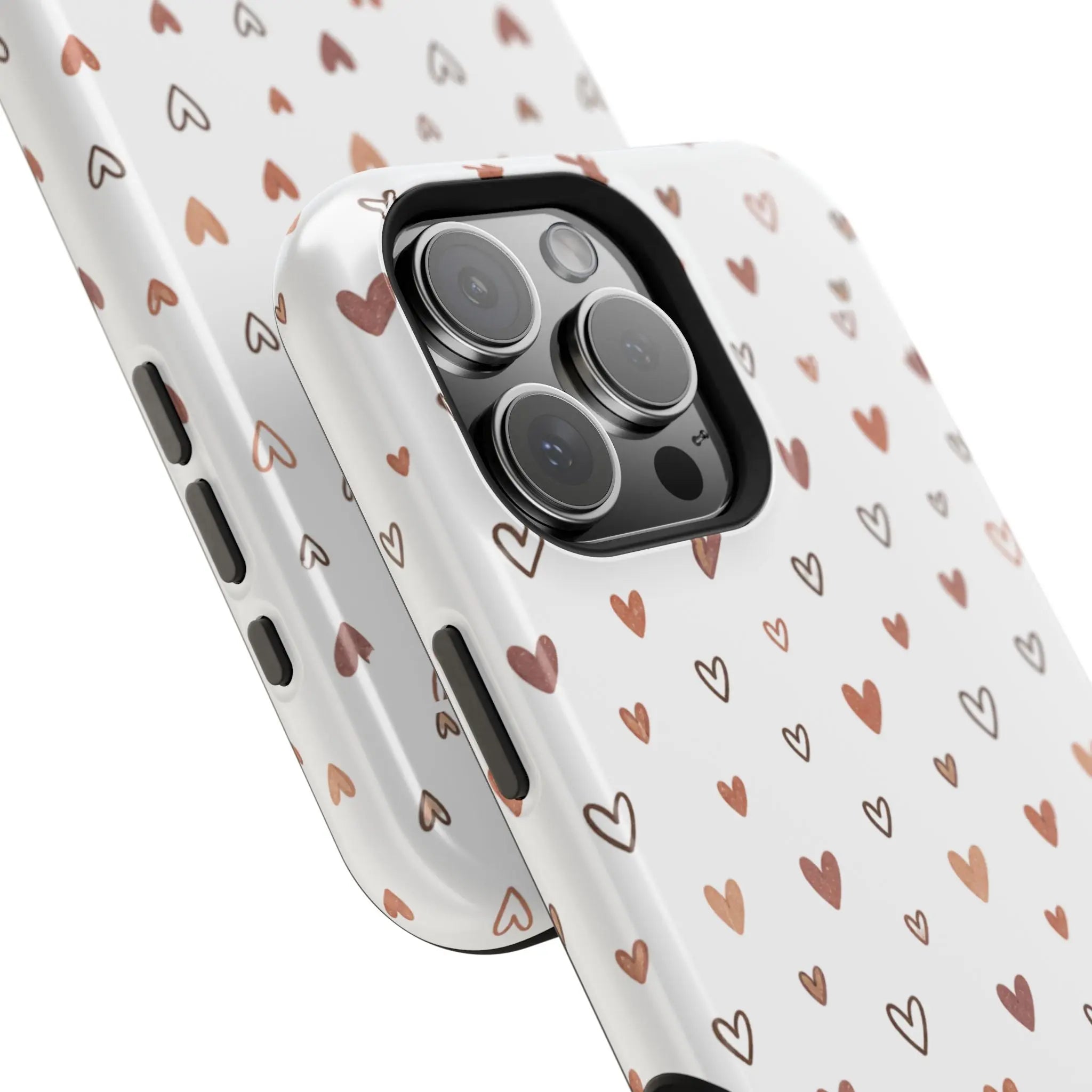 Heart Doodle Shockproof Phone Case — Cute Neutral Tiny Hearts Design Printify