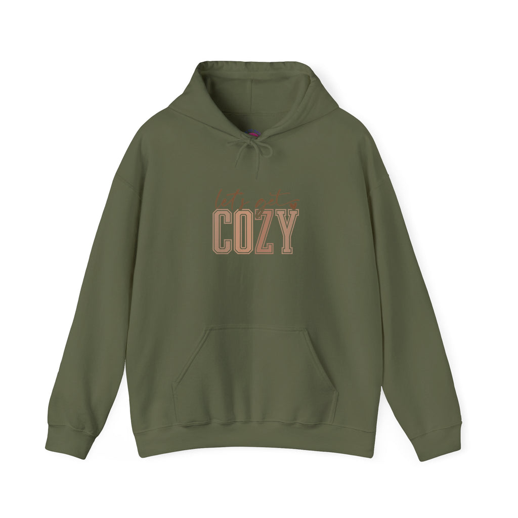 Let’s Get Cozy Hoodie with “Tis the Season to Be Cozy” on the back Soft Holiday Pullover
