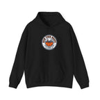 City basketball hoodie featuring New York logo and skyline design on a black sweatshirt.