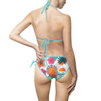 Tropical Floral Bikini Swimsuit — Women's Tie-Side Triangle Swimwear Printify