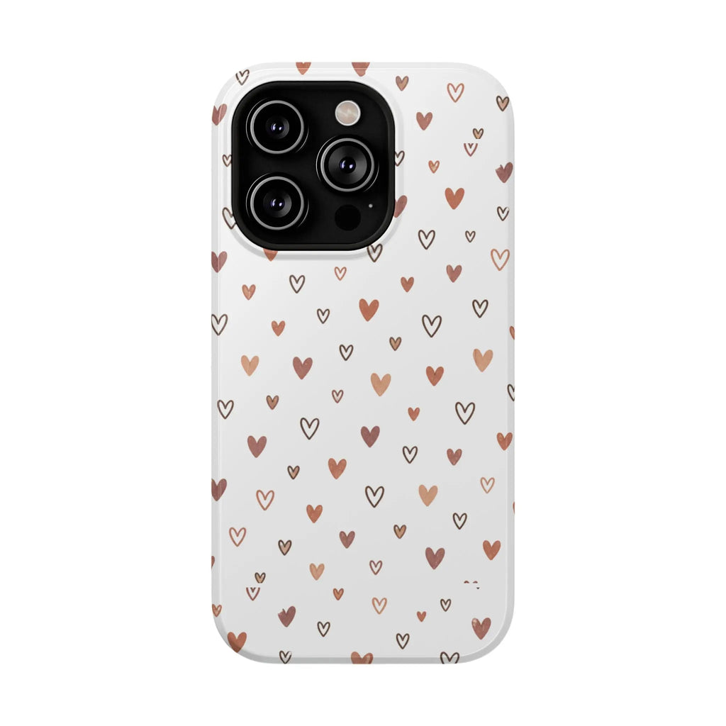 Heart Doodle Shockproof Phone Case — Cute Neutral Tiny Hearts Design Printify