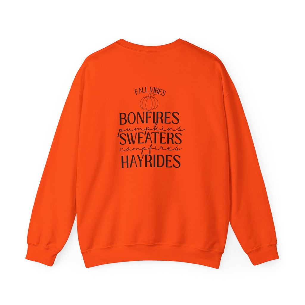 Fall Vibes Crewneck Sweatshirt — 'Happy Pumpkin' Spice Season Bonfires, Sweaters & Hayrides