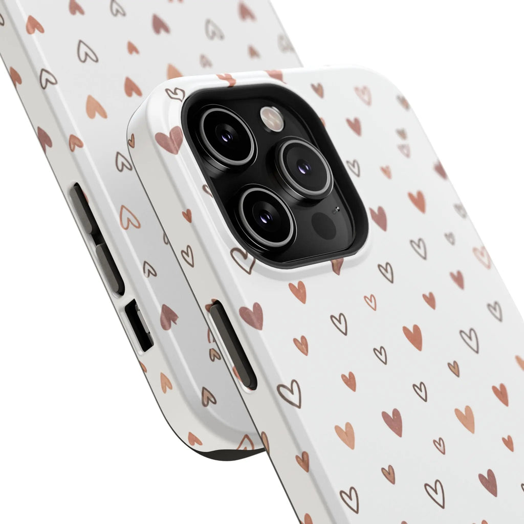 Heart Doodle Shockproof Phone Case — Cute Neutral Tiny Hearts Design Printify