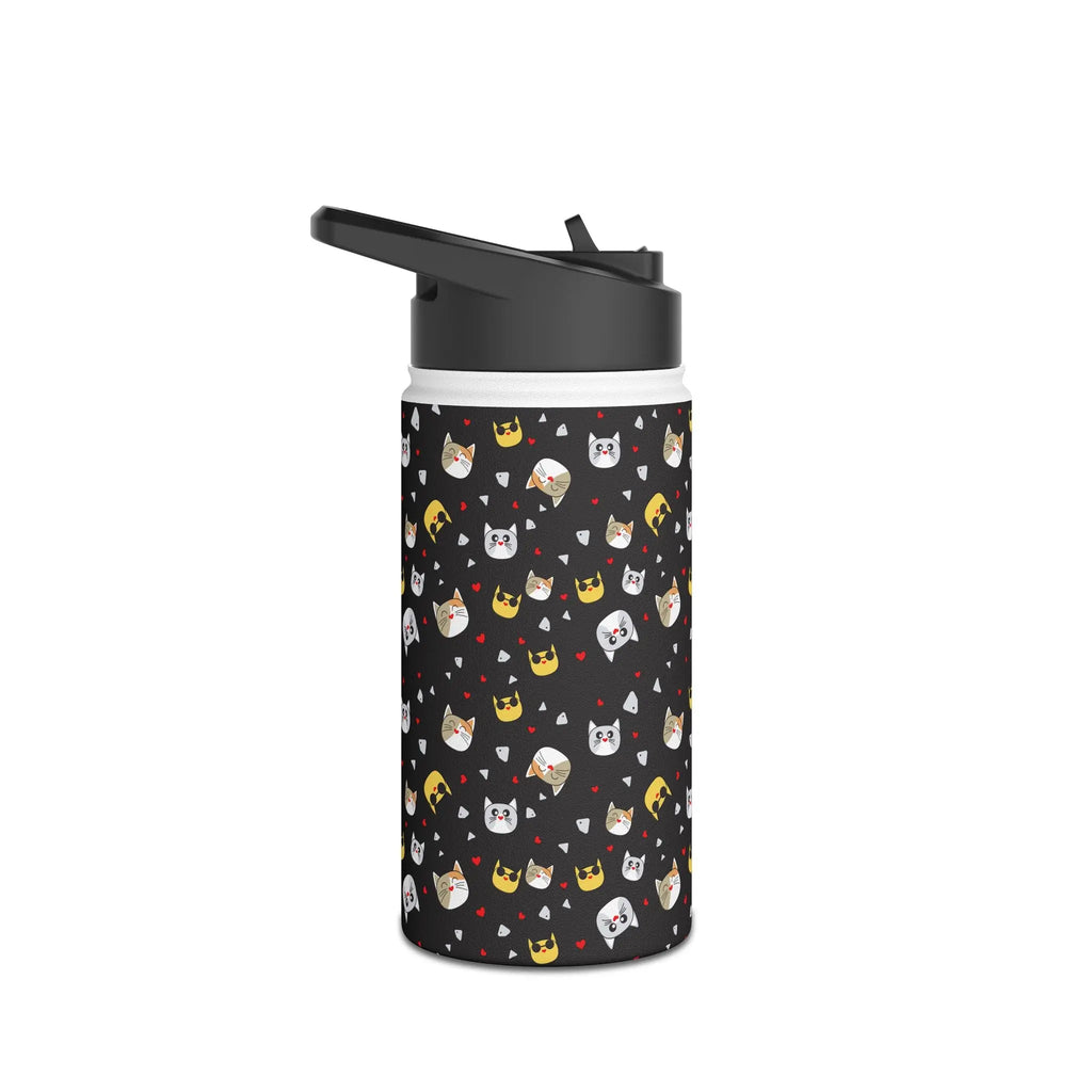 Kawaii Cat Faces Stainless Steel Water Bottle Printify