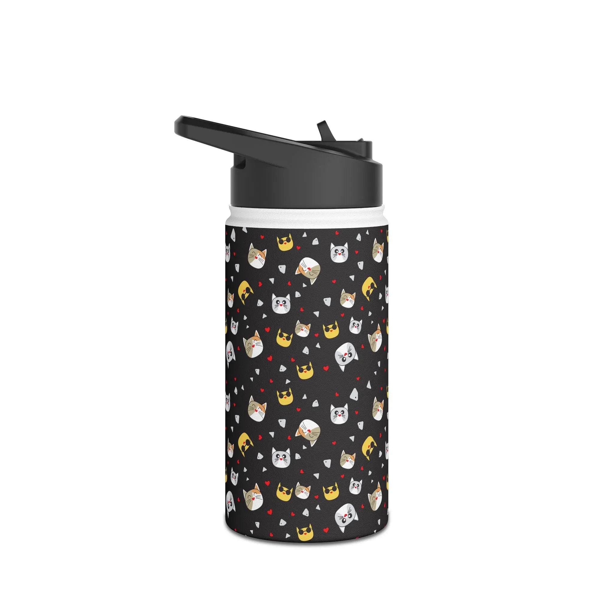 Kawaii Cat Faces Stainless Steel Water Bottle Printify