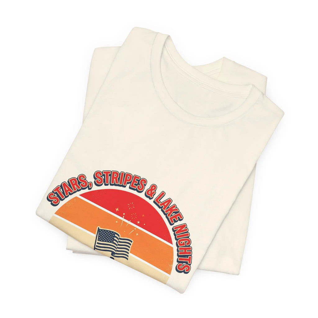 Stars Stripes & Lake Vibes Tee | USA, red white blue Printify