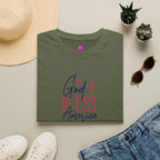 God Bless America Patriotic Christian T-Shirt with Cross Printify