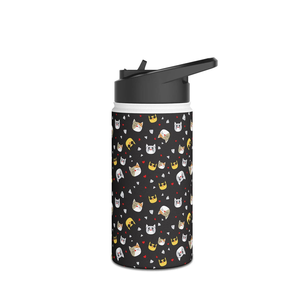 Kawaii Cat Faces Stainless Steel Water Bottle Printify