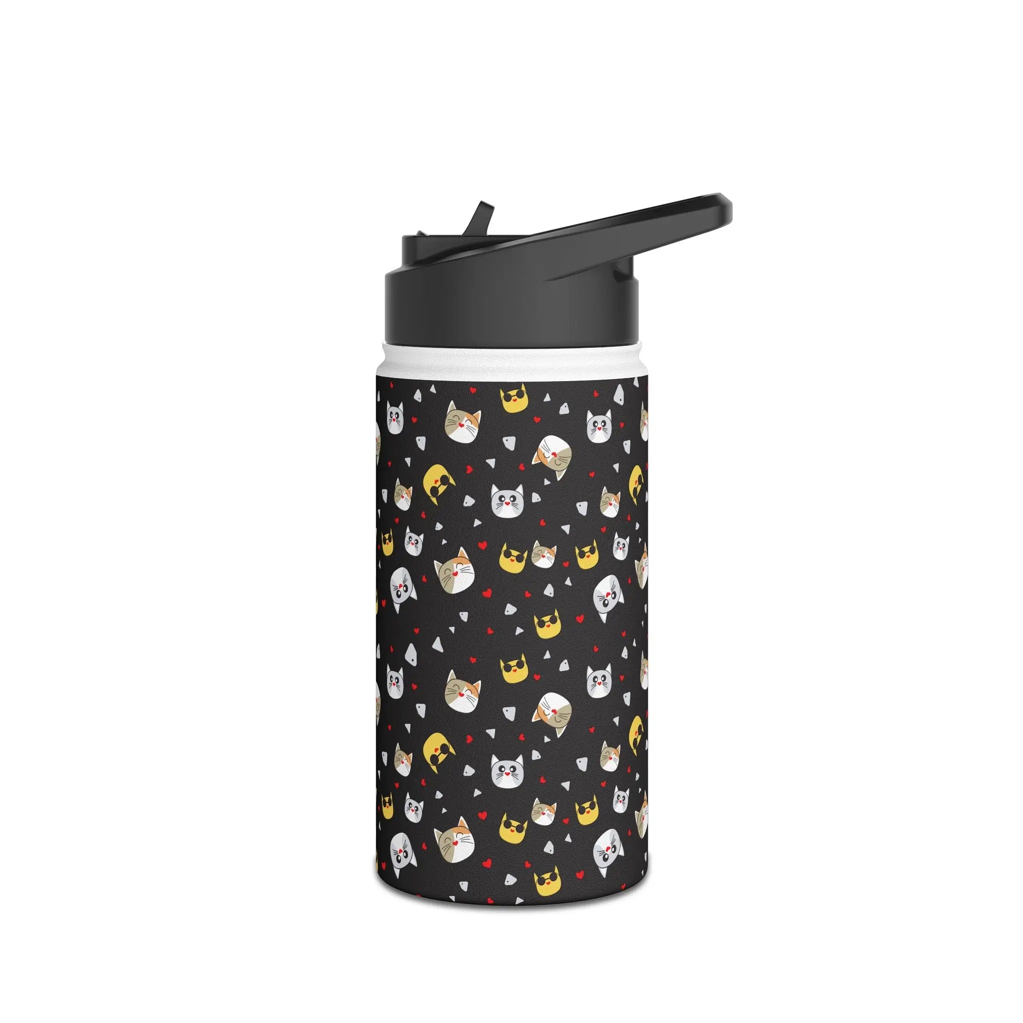 Kawaii Cat Faces Stainless Steel Water Bottle Printify