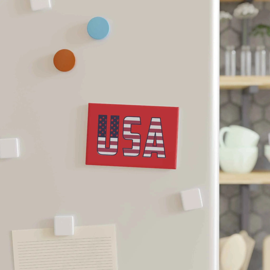 USA Flag Rectangle Magnet — Patriotic Red Fridge Magnet for 4th of July & Veterans Day Printify