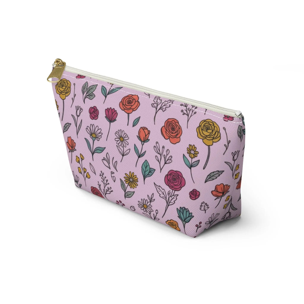 Floral Doodle Accessory Pouch — T-Bottom Makeup & Travel Organizer Printify