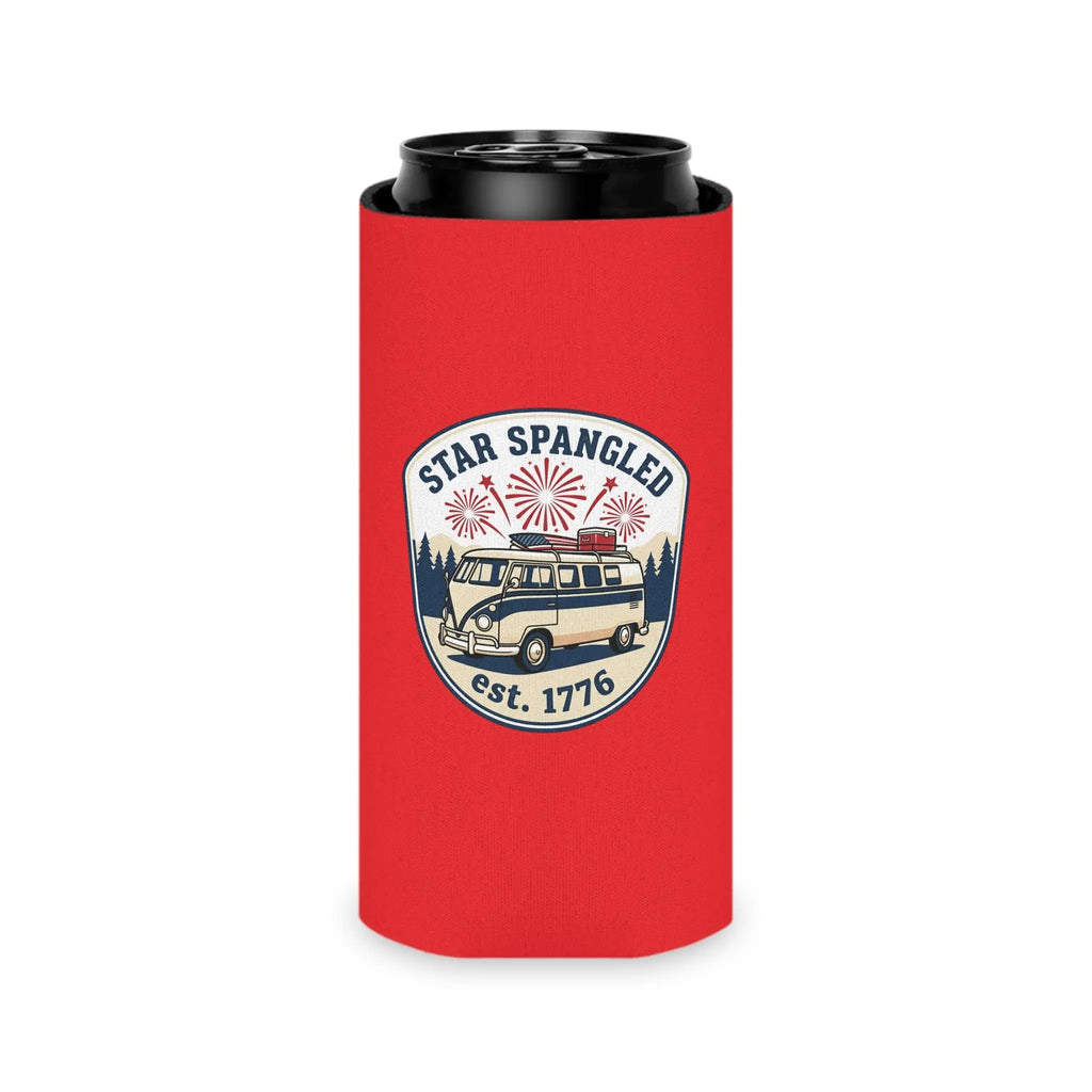 Star Spangled Van Can Koozie — Patriotic 1776 RV Beer Cooler Printify