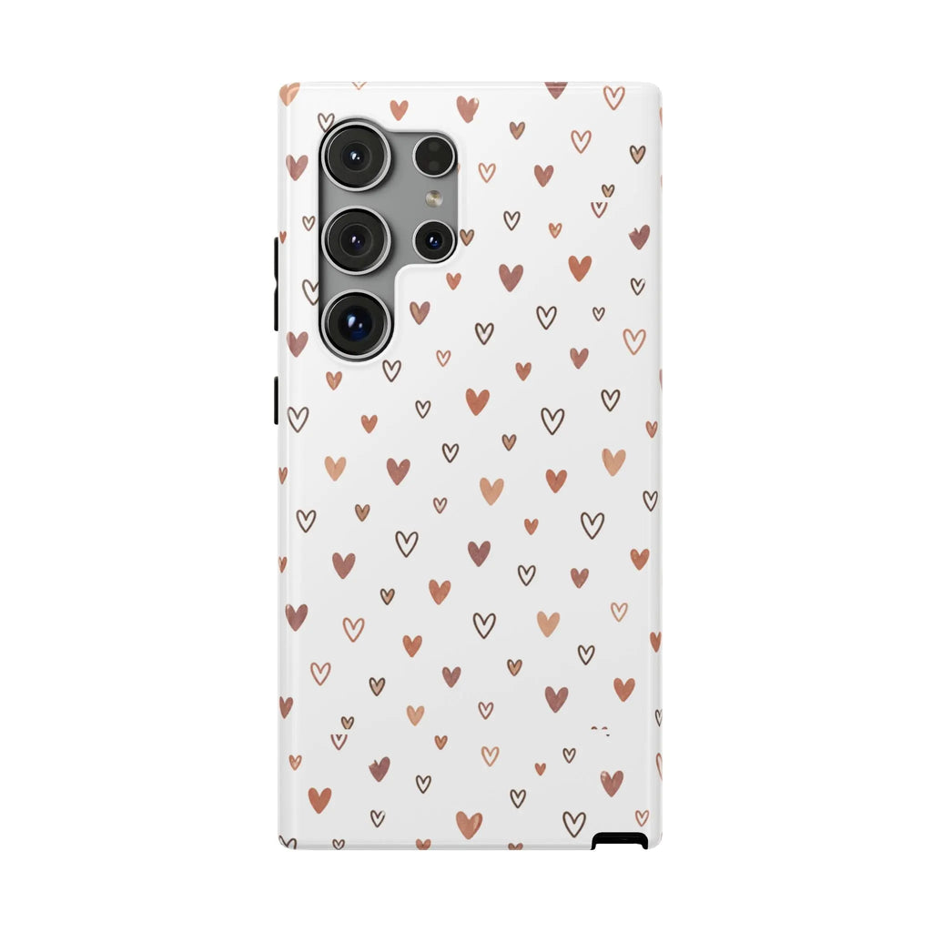 Heart Doodle Shockproof Phone Case — Cute Neutral Tiny Hearts Design Printify