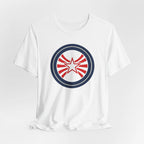 Patriotic Starburst Tee — Red, White & Blue Round Emblem T-Shirt Printify