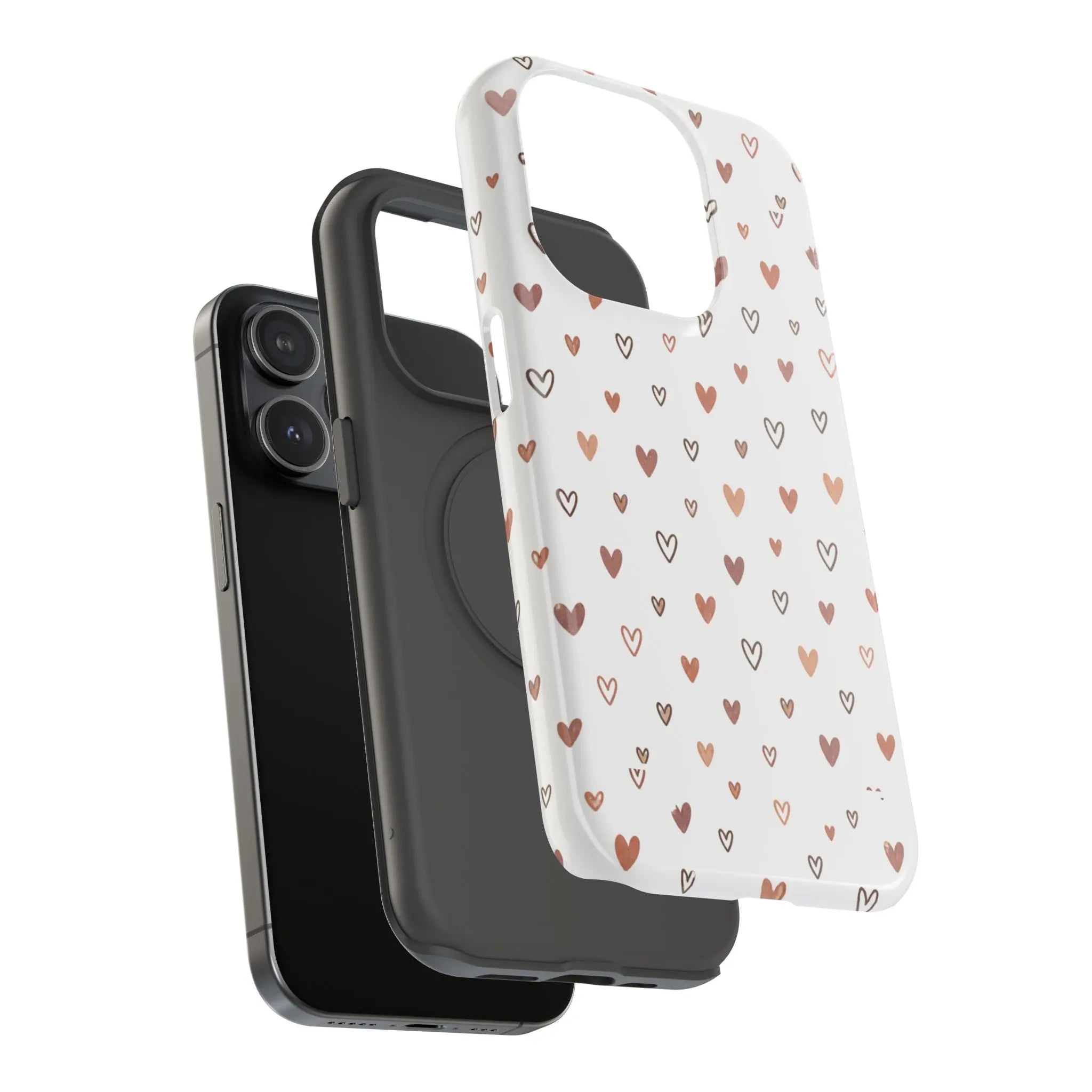 Heart Doodle Shockproof Phone Case — Cute Neutral Tiny Hearts Design Printify