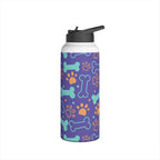 Dog Bone and Paw Print Stainless Steel Water Bottle — Cute Insulated Bottle for Pet Lovers Printify