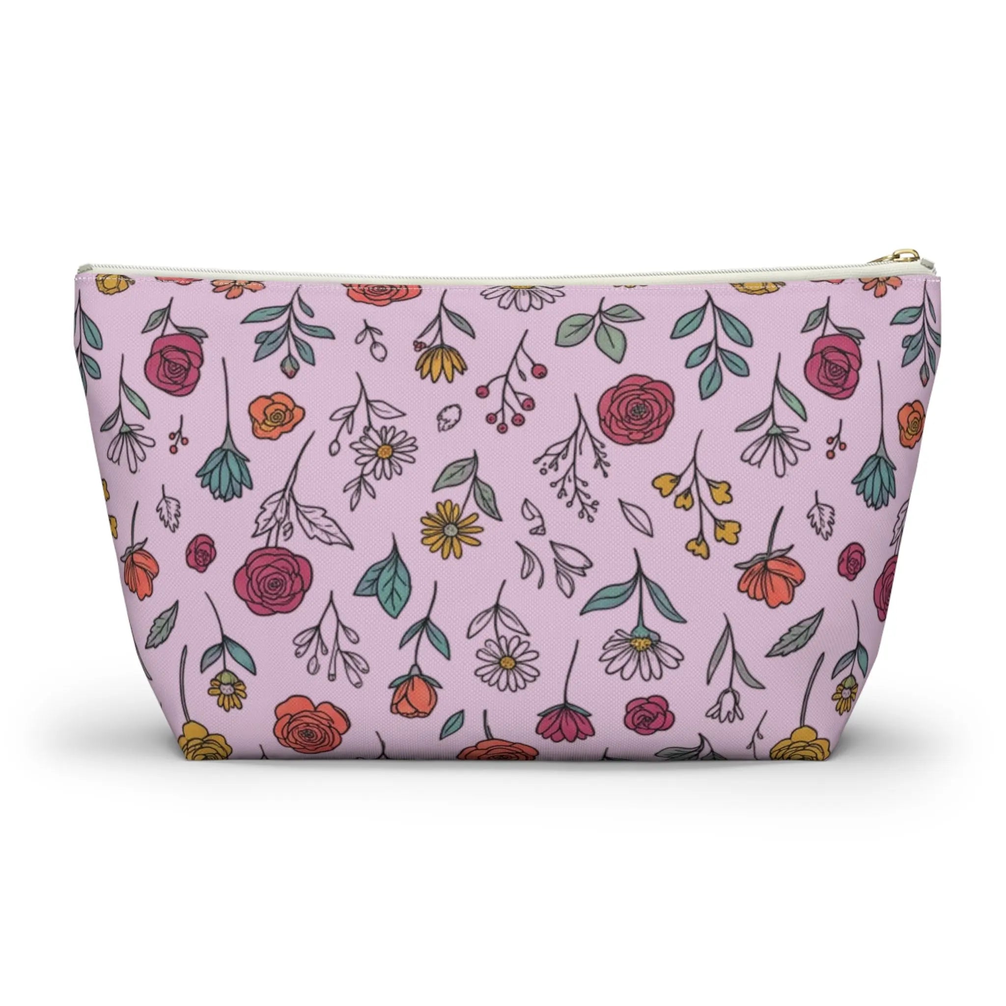 Floral Doodle Accessory Pouch — T-Bottom Makeup & Travel Organizer Printify