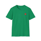 Minimal Red Heart Tee — Small Heart Chest Graphic T-Shirt Printify