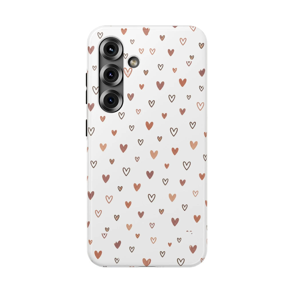 Heart Doodle Shockproof Phone Case — Cute Neutral Tiny Hearts Design Printify