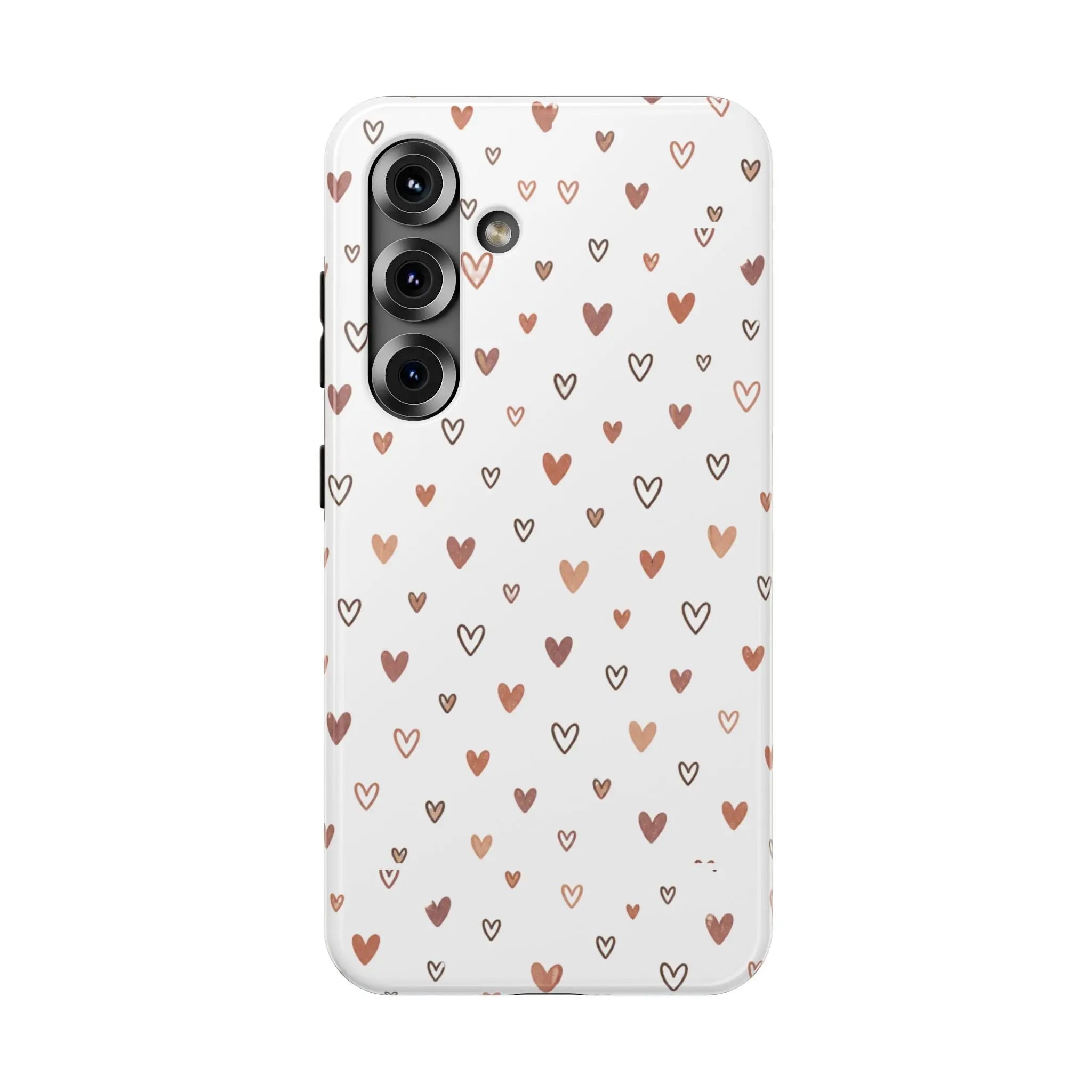 Heart Doodle Shockproof Phone Case — Cute Neutral Tiny Hearts Design Printify