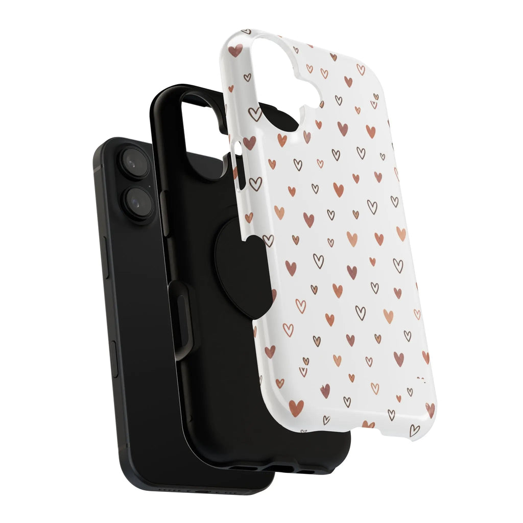 Heart Doodle Shockproof Phone Case — Cute Neutral Tiny Hearts Design Printify