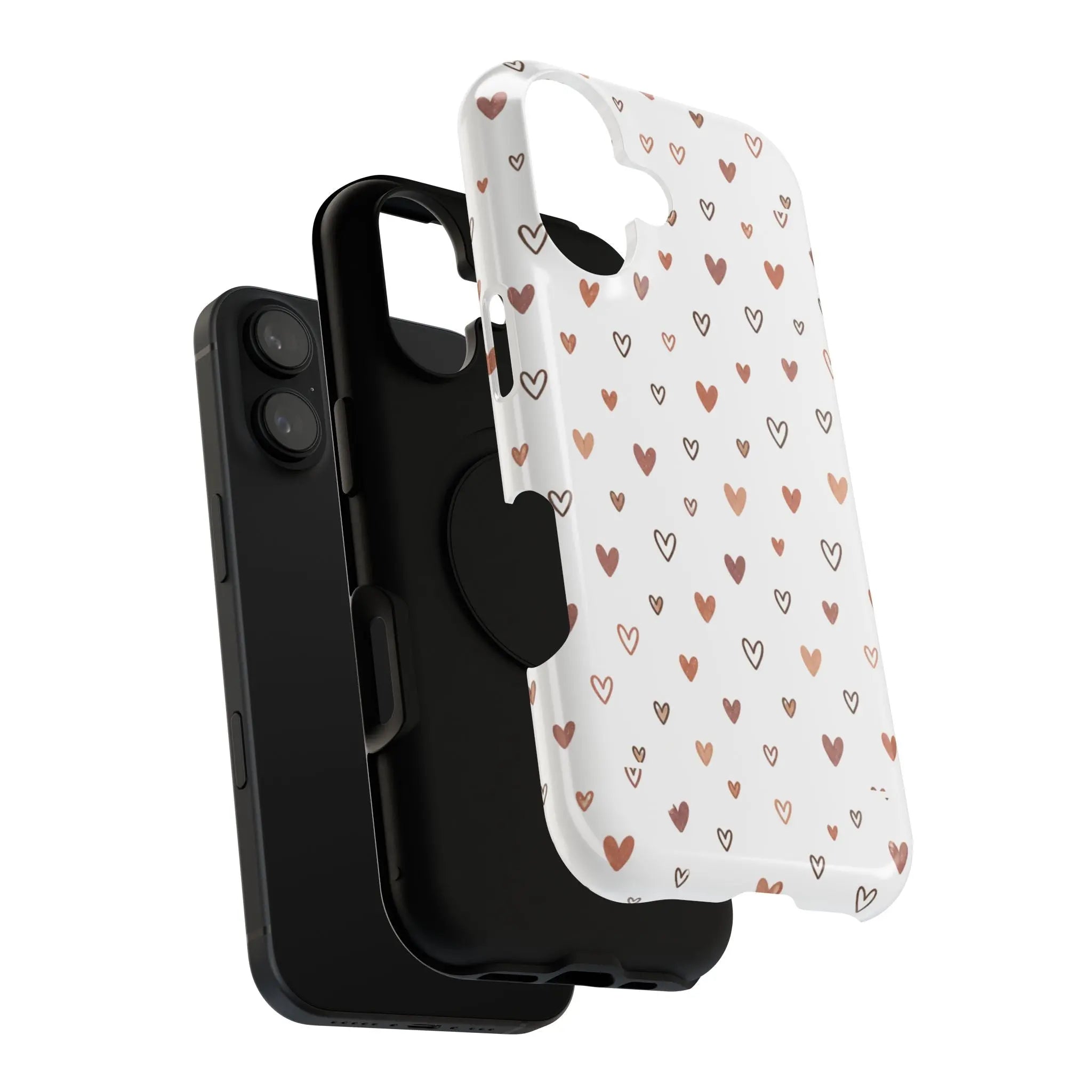 Heart Doodle Shockproof Phone Case — Cute Neutral Tiny Hearts Design Printify