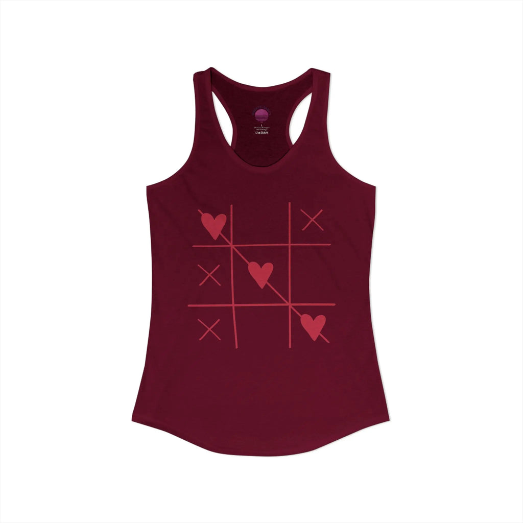 Heart Tic Tac Toe Women’s Racerback Tank — Cute Valentine’s Game Tee Printify