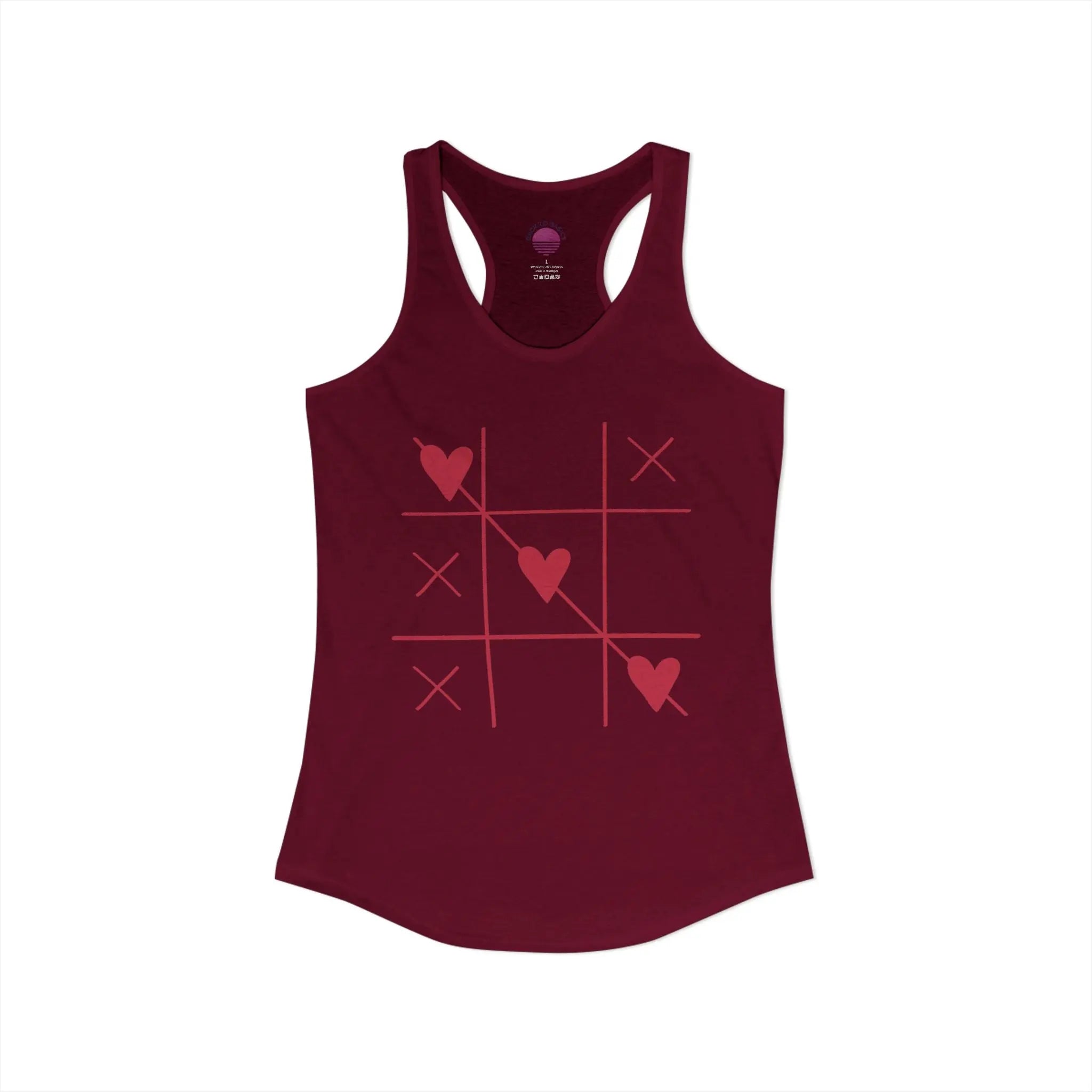 Heart Tic Tac Toe Women’s Racerback Tank — Cute Valentine’s Game Tee Printify