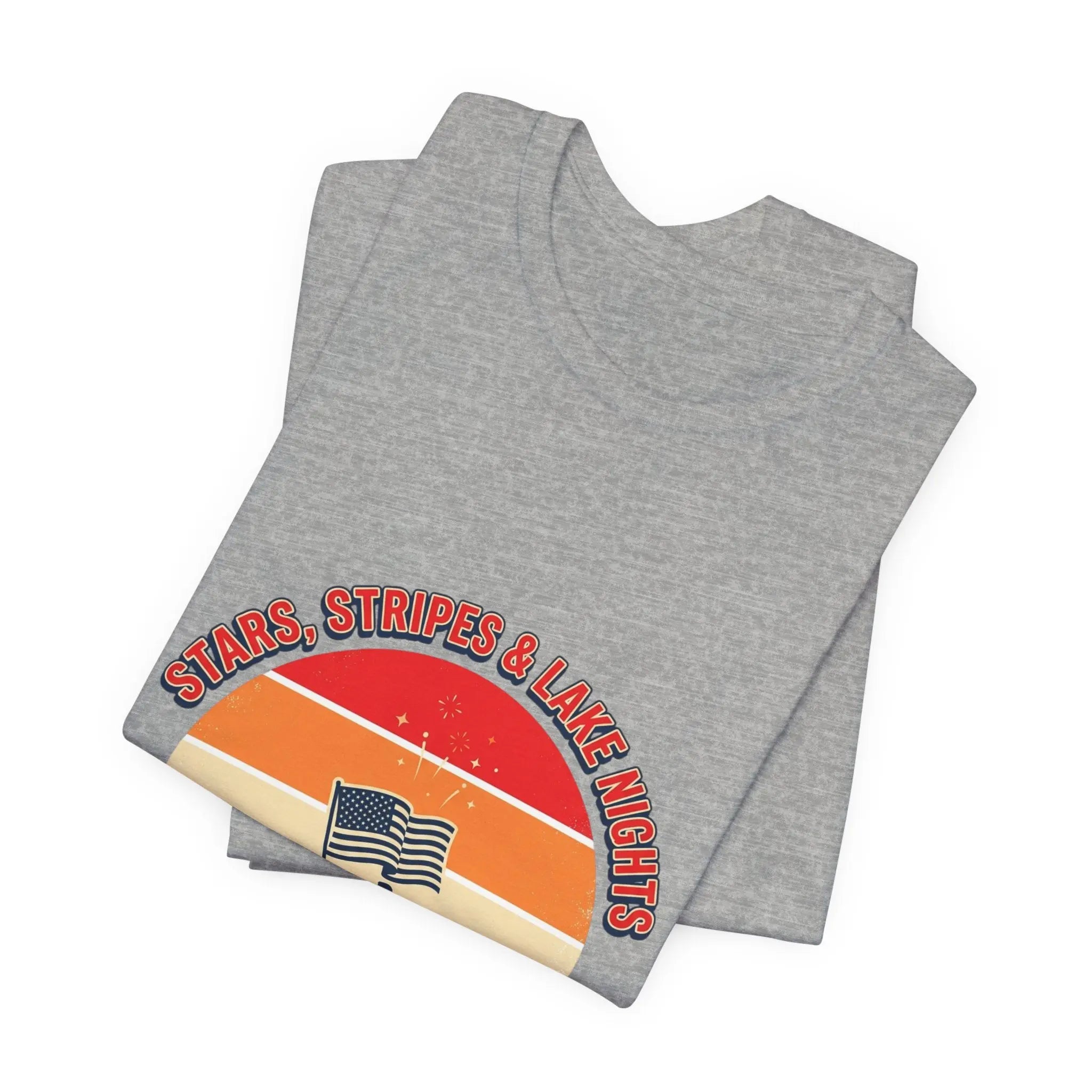 Stars Stripes & Lake Vibes Tee | USA, red white blue Printify