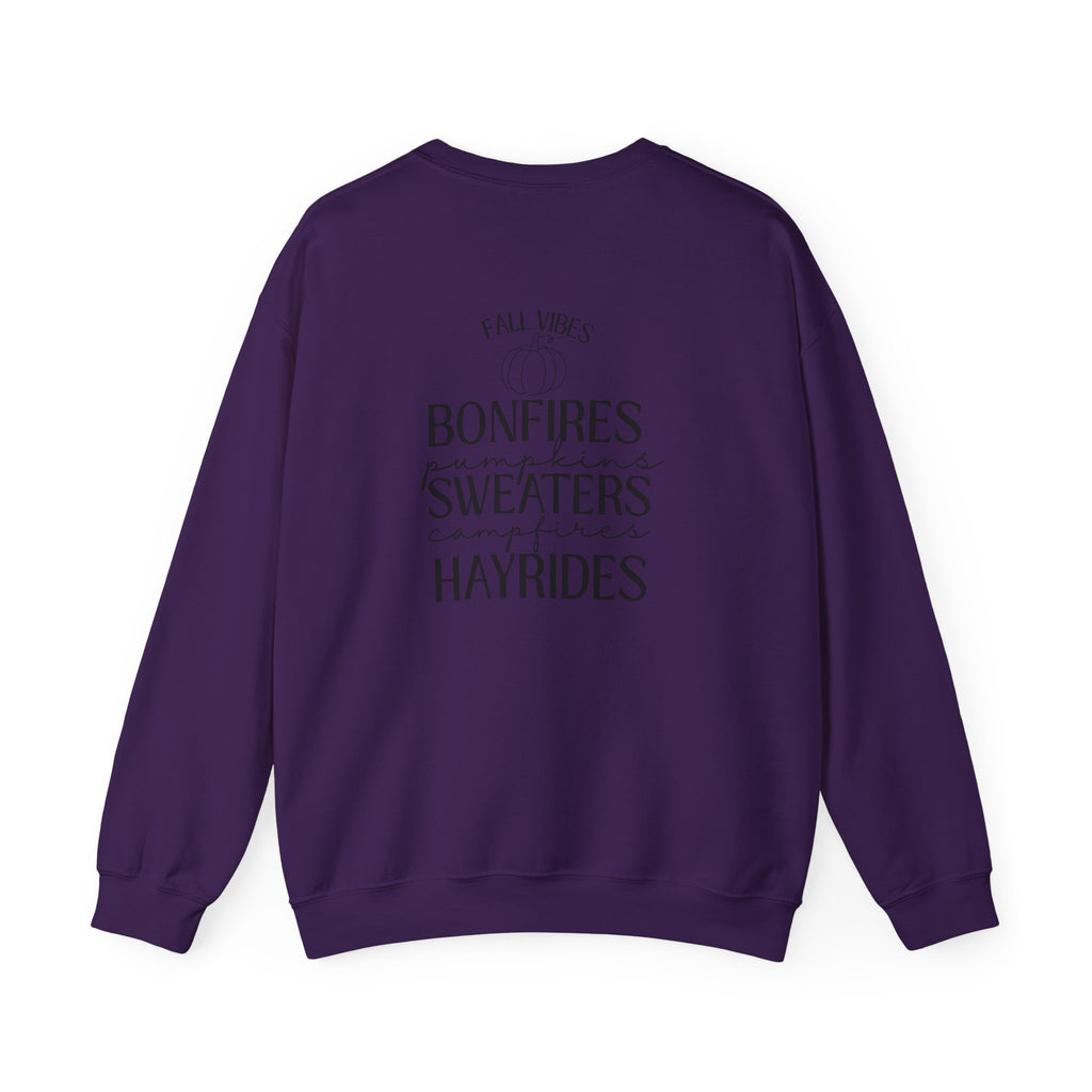 Fall Vibes Crewneck Sweatshirt — 'Happy Pumpkin' Spice Season Bonfires, Sweaters & Hayrides