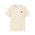Minimal Red Heart Tee — Small Heart Chest Graphic T-Shirt