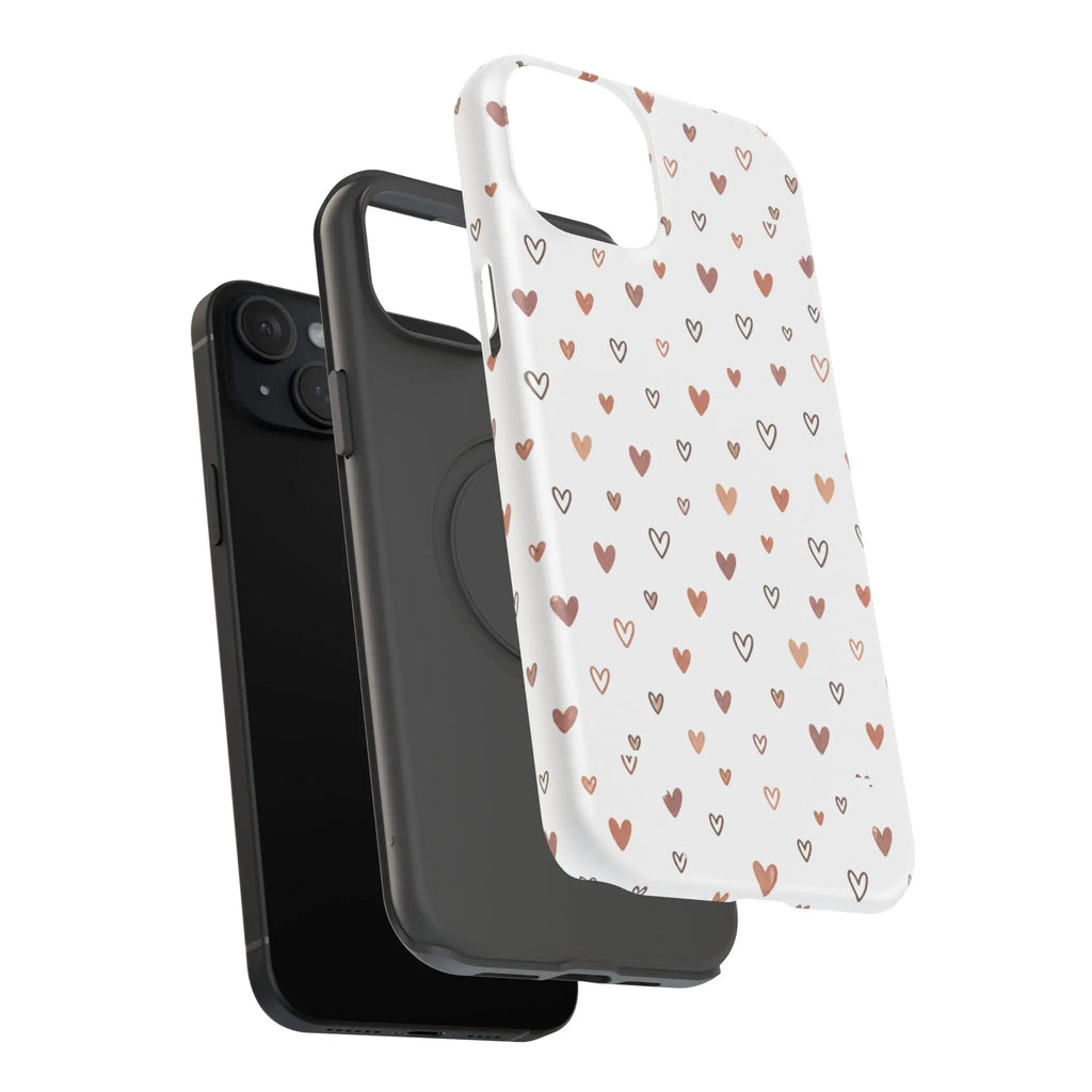 Heart Doodle Shockproof Phone Case — Cute Neutral Tiny Hearts Design Printify