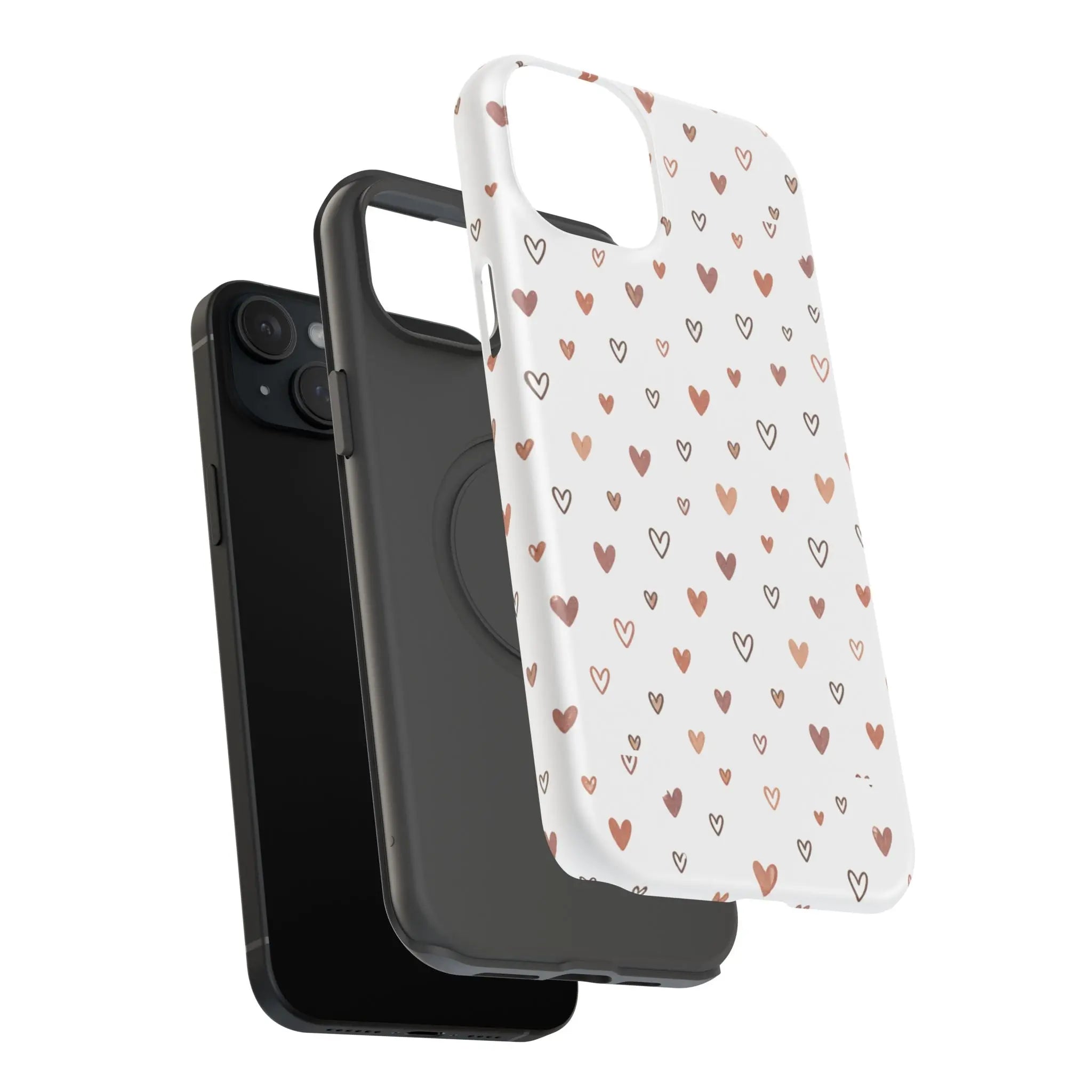 Heart Doodle Shockproof Phone Case — Cute Neutral Tiny Hearts Design Printify