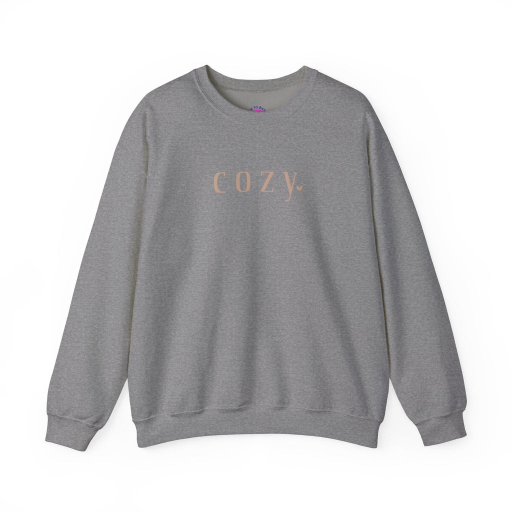 Cozy Crewneck Sweatshirt — Minimal 'COZY.' Soft White Pullover
