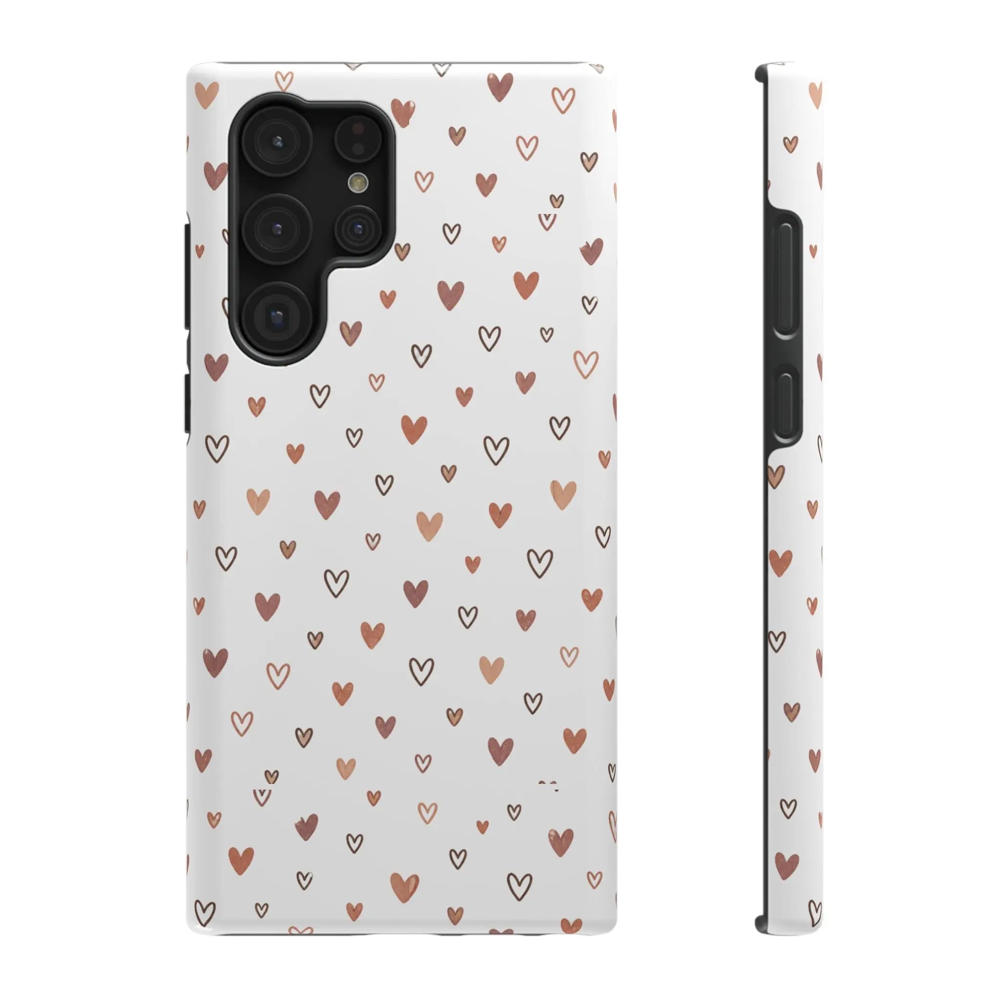 Heart Doodle Shockproof Phone Case — Cute Neutral Tiny Hearts Design Printify
