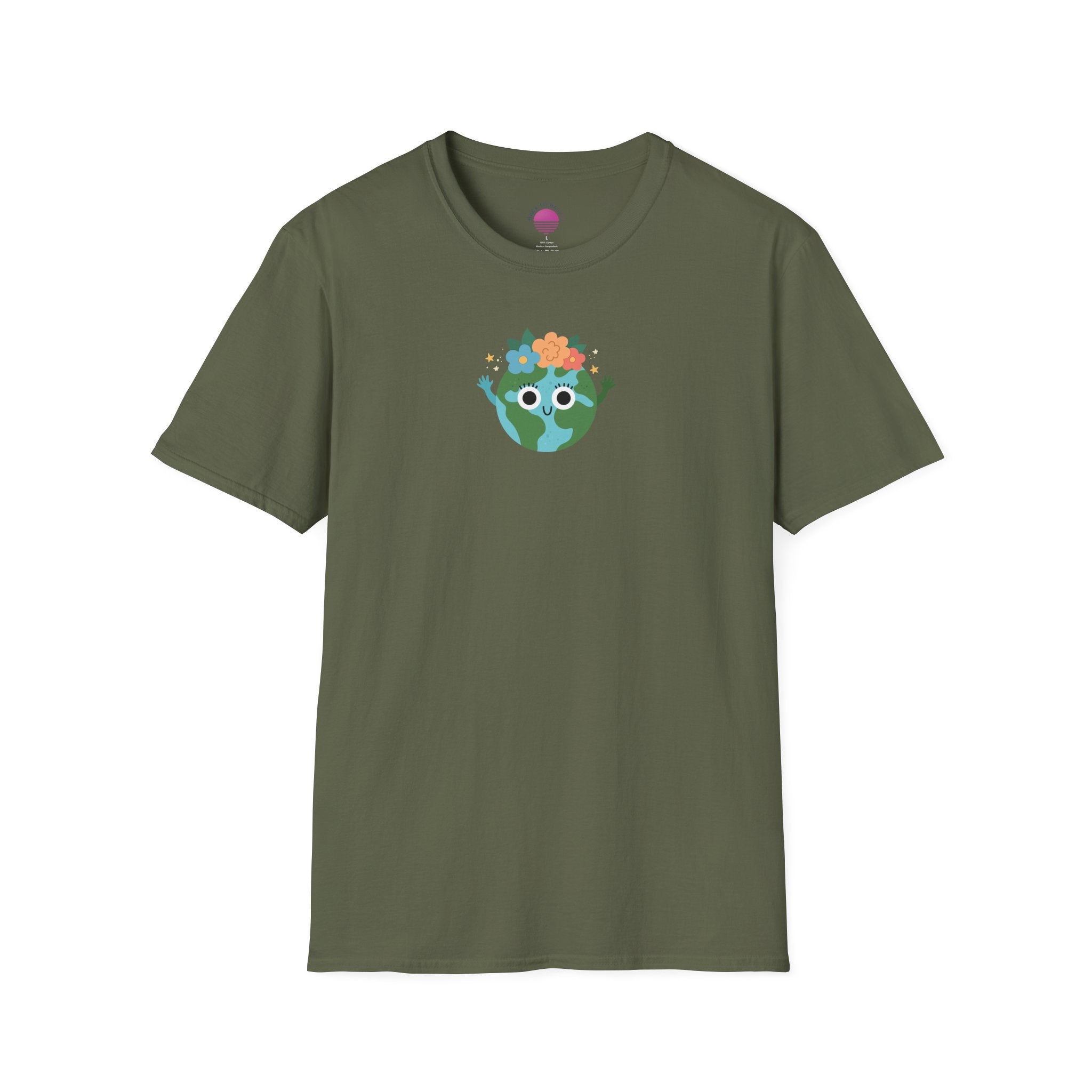 Earth with Flower Crown T-Shirt — Floral Planet Graphic Tee