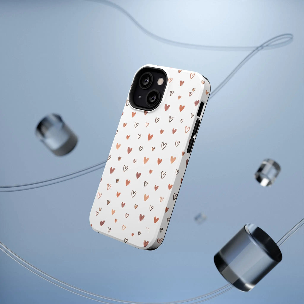 Heart Doodle Shockproof Phone Case — Cute Neutral Tiny Hearts Design Printify