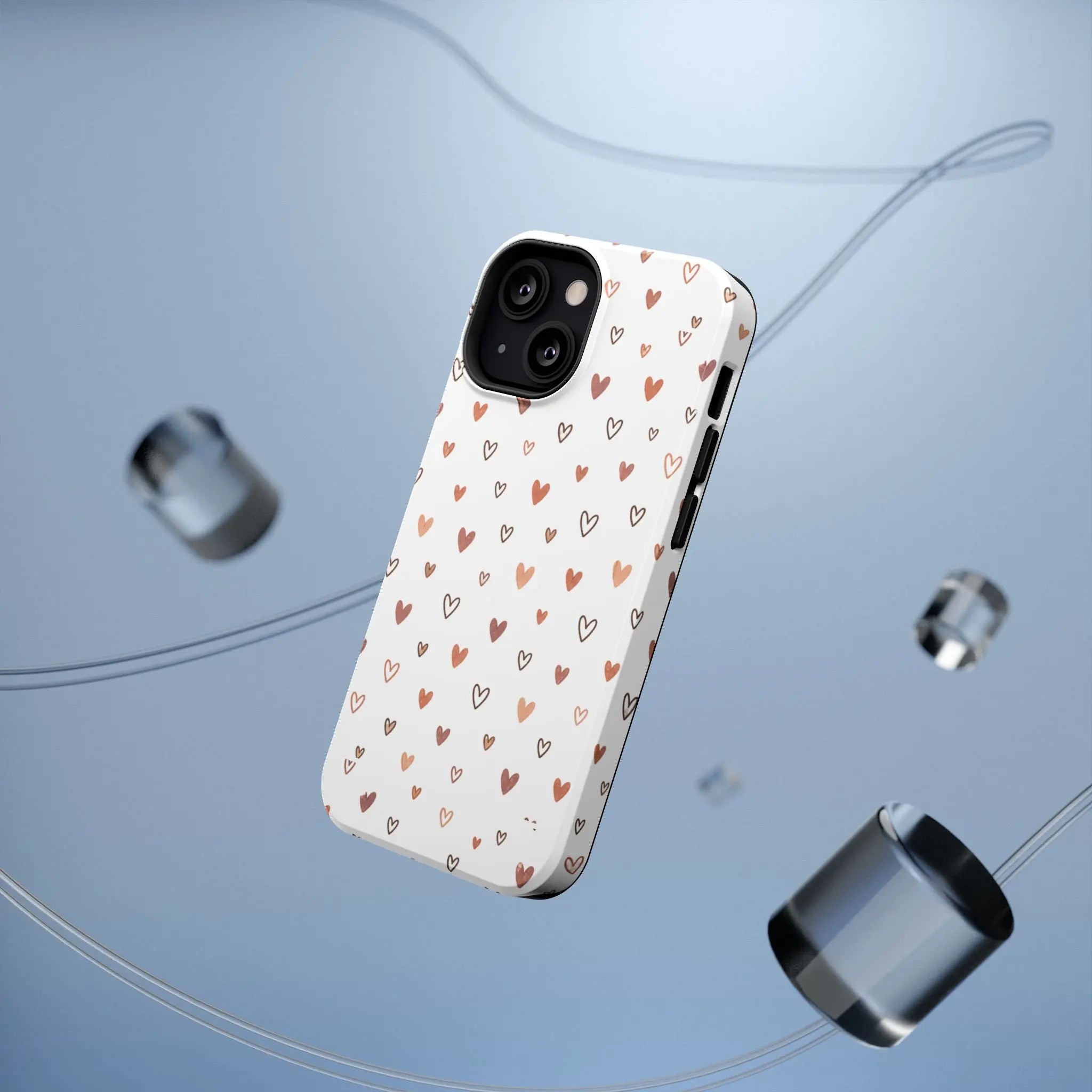 Heart Doodle Shockproof Phone Case — Cute Neutral Tiny Hearts Design Printify