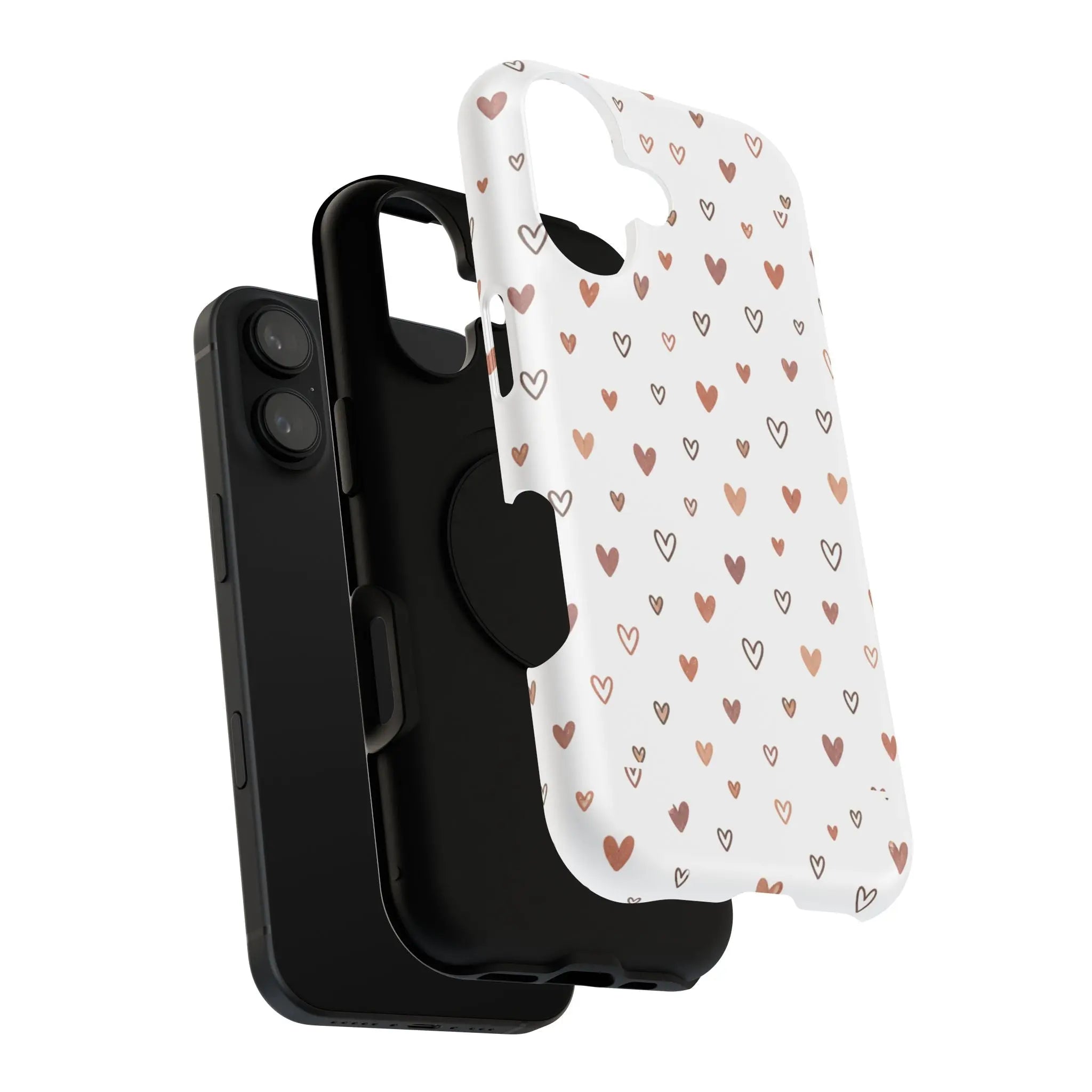 Heart Doodle Shockproof Phone Case — Cute Neutral Tiny Hearts Design Printify